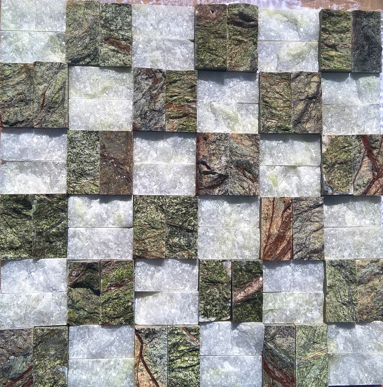 White and Green Marble Stone Cladding Wall Mosaic Tile